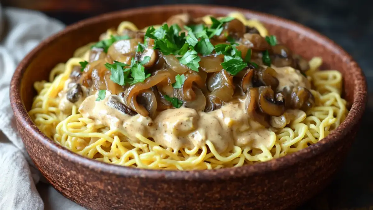 Easy Creamy Vegetarian Beef Stroganoff Recipe