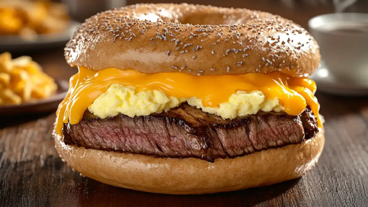 The Perfect Steak Egg and Cheese Bagel