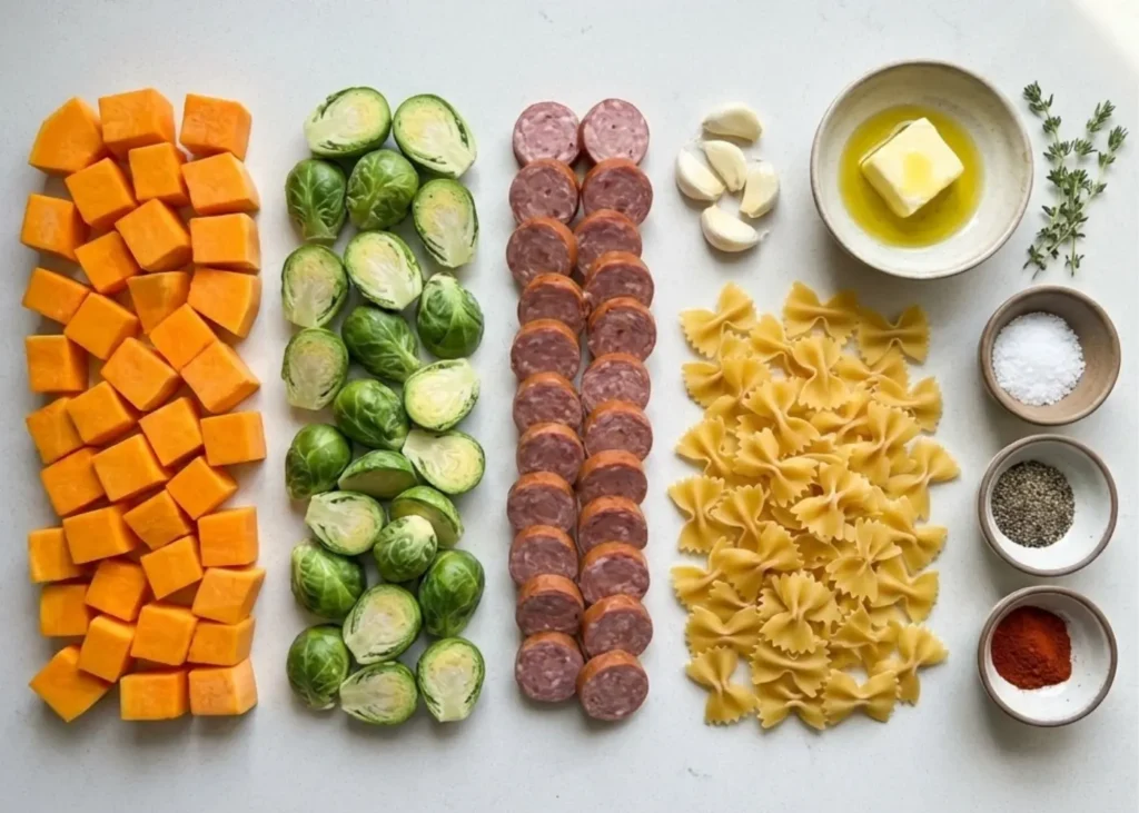 Autumn Sausage Pasta Squash ingredients
