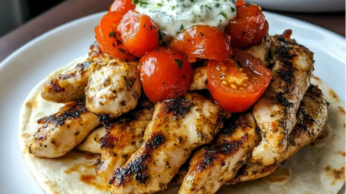 Greek Chicken Gyros With Lemon Herb Marinade And Tzatziki
