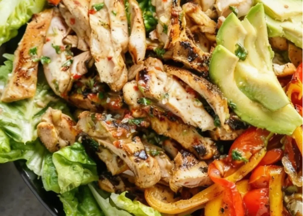 Colorful Chicken Grilled Fajita Salad Bowl