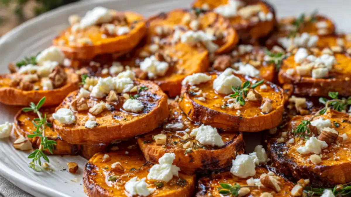Easy Honey Feta Sweet Potato Rounds