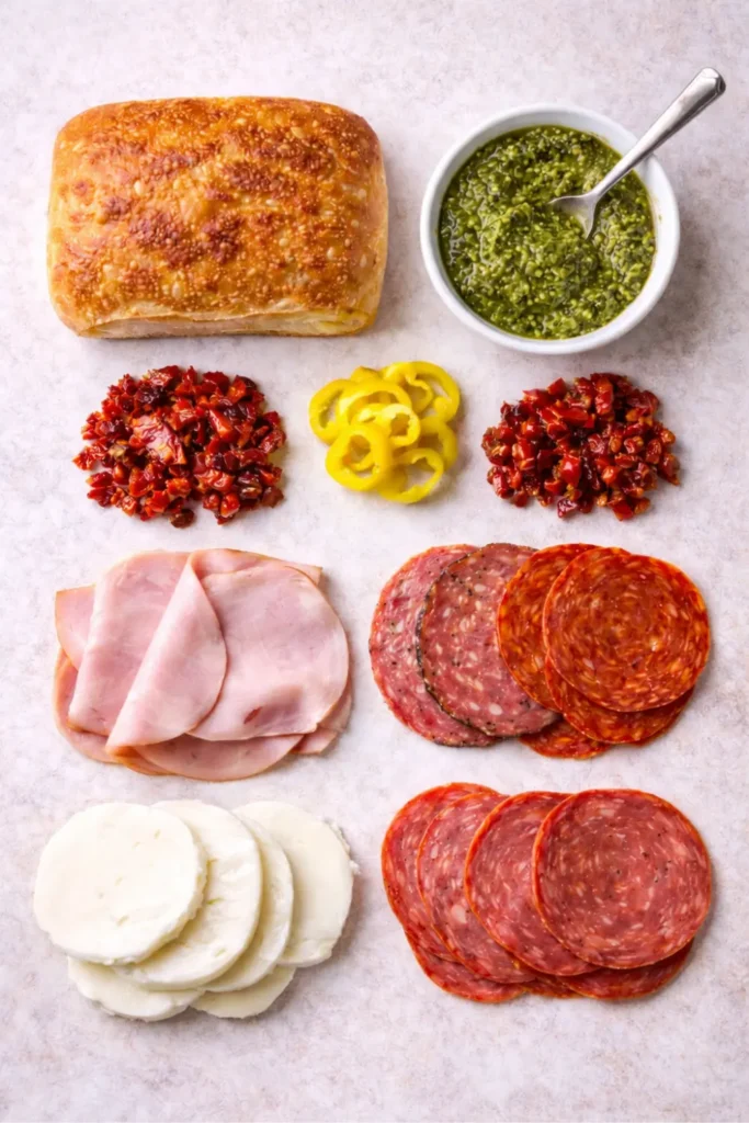 Easy Toasted Italian Sandwich ingredients