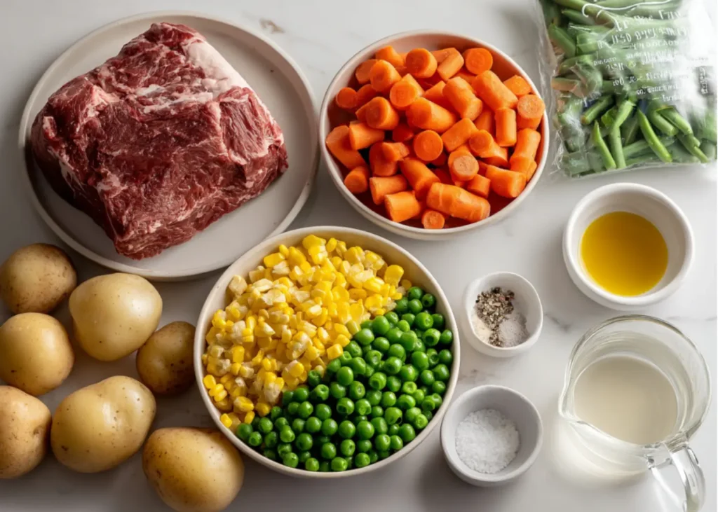 Vegetable Beef Soup Ingredients Prep