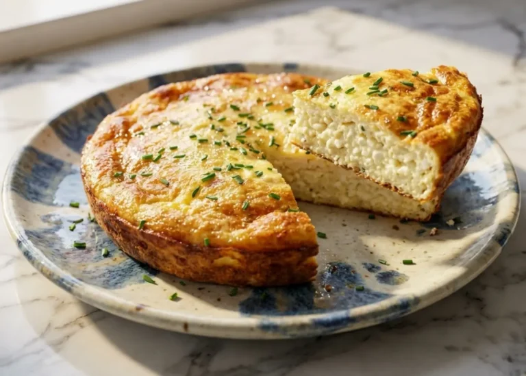 baked cottage cheese eggs with golden top and chive garnish