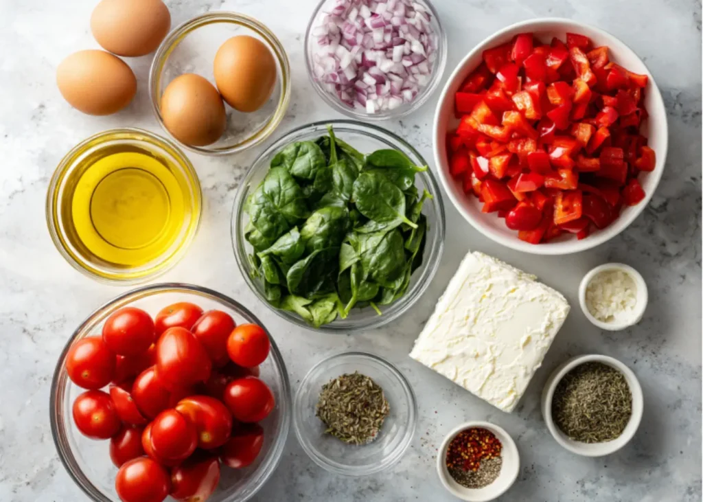 Baked Feta Eggs Ingredient Prep